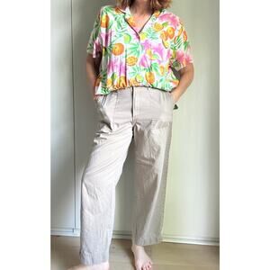 VTG Women’s Wide Leg Khaki Chino Pants Utility Pockets Waist 29 Classic Workwear